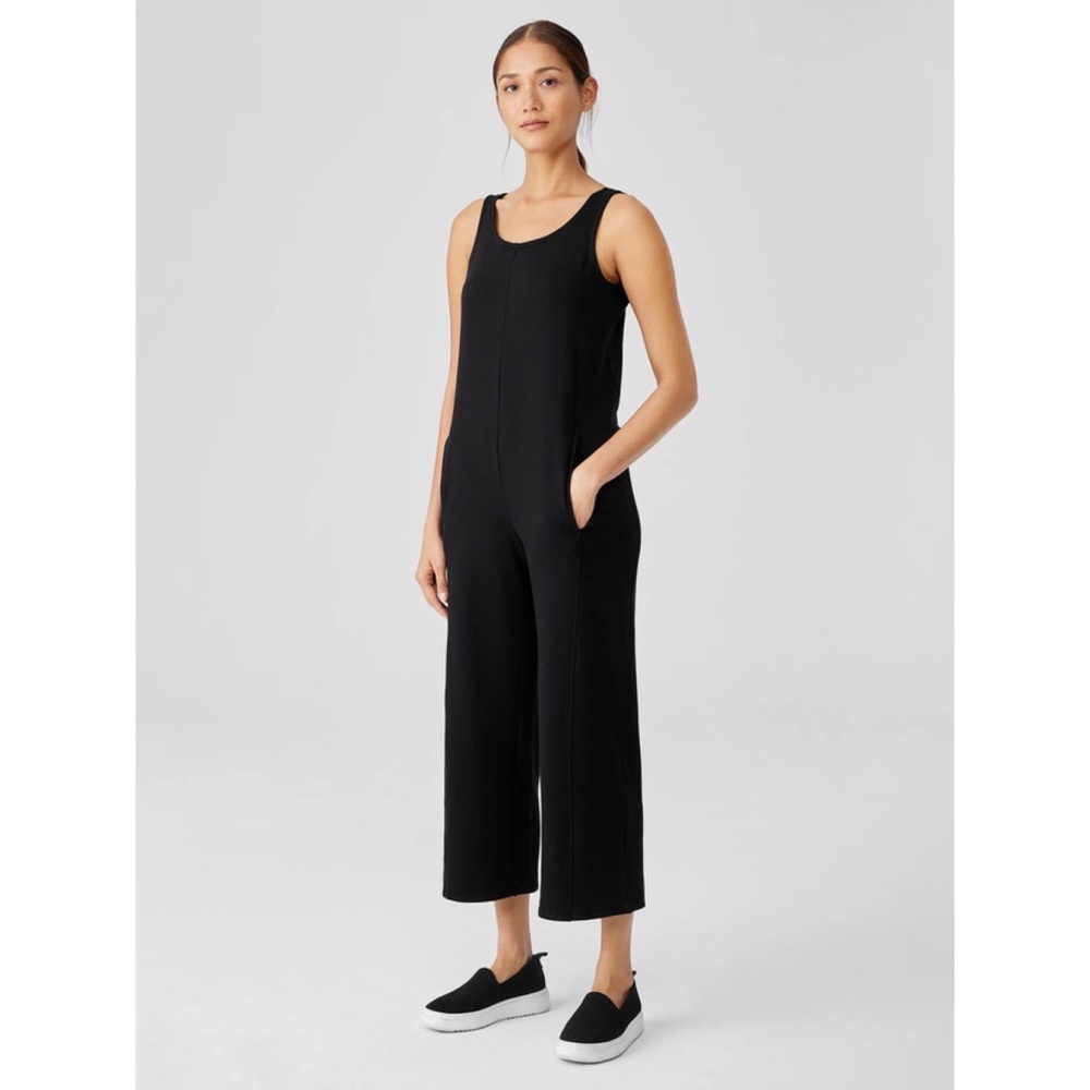 Eileen Fisher Cozy Brushed Terry Hug Jumpsuit Black Sz XXS - Picture 3 of 12